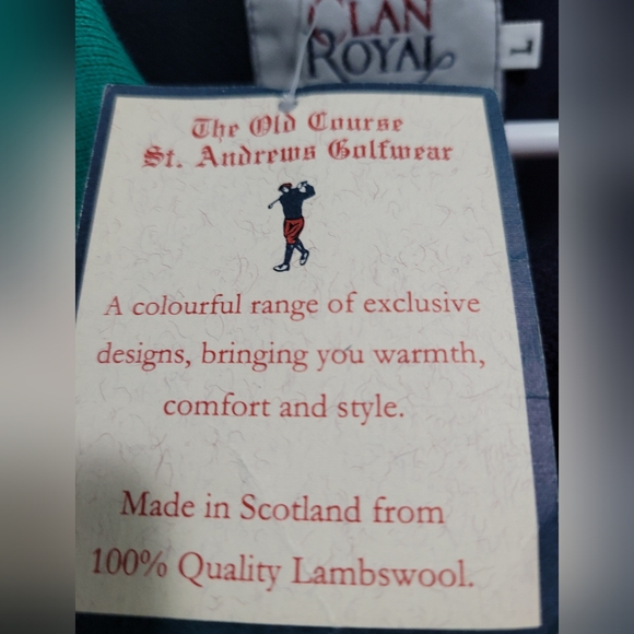 Clan Royal The Old Course St. Andrews Golfwear Polo Blue Green NEW Men's Large - Picture 6 of 11
